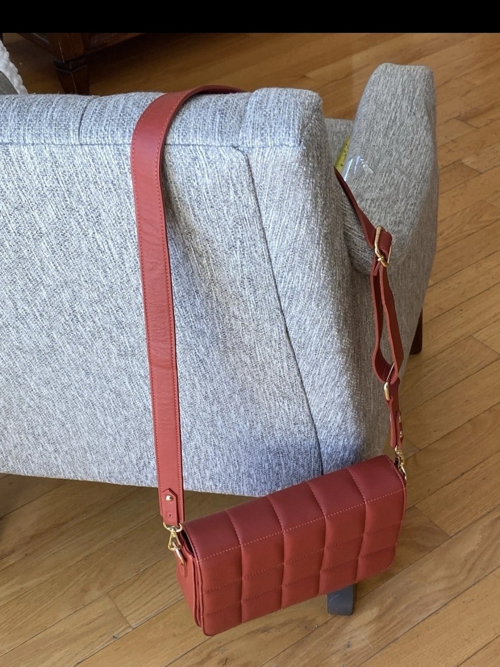 Unica Firenze Genuine Leather Terractta Quilted Crossbody Bag Made In Italy - Picture 2 of 7